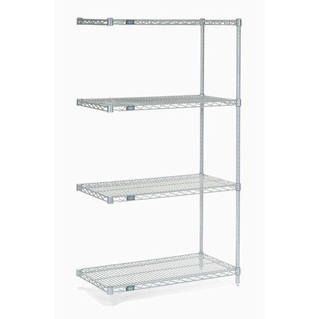 NEXEL Nexelate Wire Shelving Add-On, Silver Epoxy, 30W X 24D X 86H A24308EP